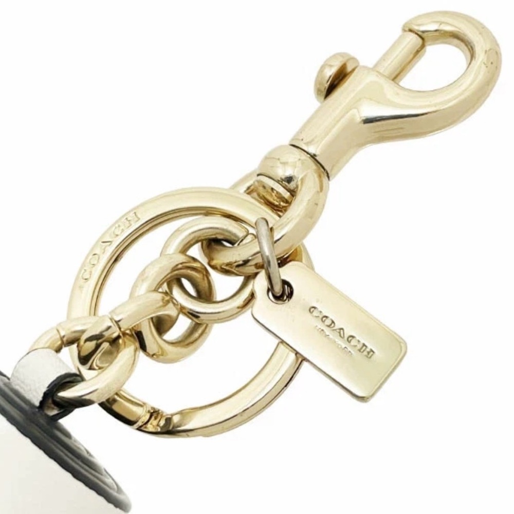 COACH LEATHER TASSEL BAG CHARM GOLD/BLACK/IVORY COACH STYLE # F58505 - Picture 2 of 7